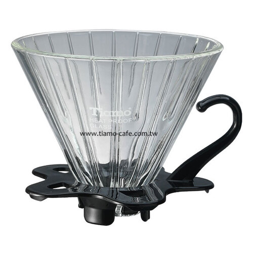 TIAMO V02(適用2-4人) 玻璃 錐型 咖啡濾器組 附量匙示意圖