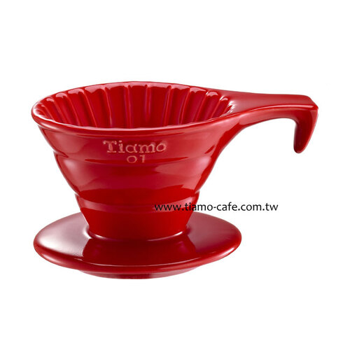 TIAMO V01長柄陶瓷咖啡濾器組 (紅) )附濾紙量匙示意圖