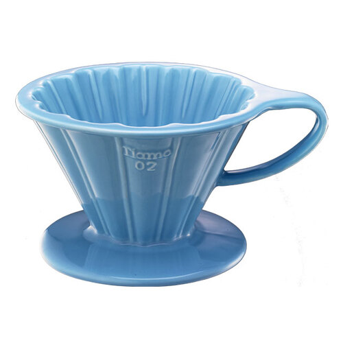 TIAMO V02花漾陶瓷咖啡濾器組 (粉藍)附濾紙量匙滴水盤示意圖