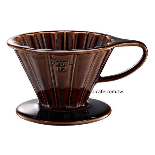 【停產】TIAMO V02花漾陶瓷咖啡濾器組 (咖啡))附濾紙量匙滴水盤示意圖