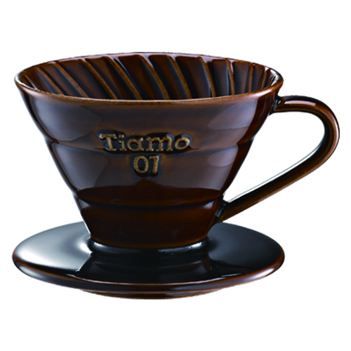 TIAMO V01陶瓷圓錐咖啡濾器組(咖)附濾紙量匙示意圖
