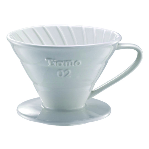 TIAMO V02陶瓷圓錐咖啡濾器組(白) 附濾紙量匙示意圖