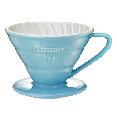 TIAMO V01陶瓷雙色咖啡濾器組 附滴水盤量匙 1-2人示意圖