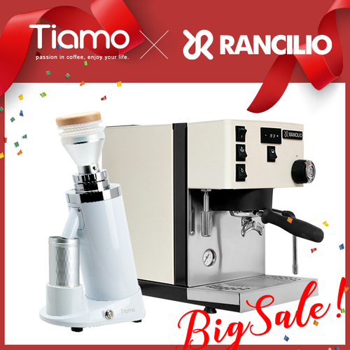 歡樂優惠！RANCILIO Silvia PRO X 咖啡機 110v 白 + Tiamo TF64R 鍍鈦平刀磨豆機(白)110v示意圖