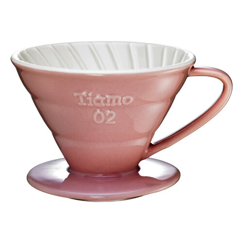 TIAMO V02陶瓷雙色咖啡濾器組 附滴水盤量匙 2-4人示意圖