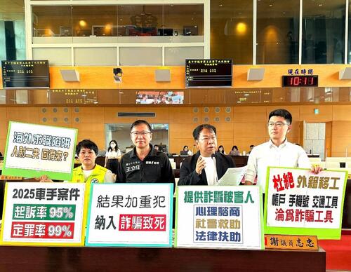 1150519中市議員謝志忠強烈要求打擊詐騙 從重量刑加重結果犯、納入「詐騙致死」中市府：跨局處強化防詐作為 從識詐宣導到強力查緝 詐欺案件與財損較去年同期均雙降示意圖