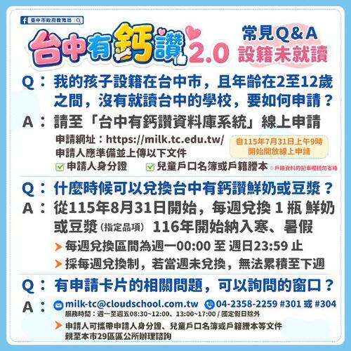 1150729「台中有鈣讚2.0」擴大補助對象 115年7月31日起開放線上申請「有鈣讚數位卡」示意圖
