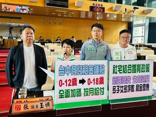 1150812市議員張玉嬿要求中市府：育兒租金補貼申請資格再放寬 住宅處：加碼建議納入評估滾動檢討示意圖