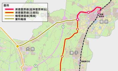 1150818中捷紅線規劃再優化！評估延伸豐原車站新增2站 提前布局豐科軸線示意圖
