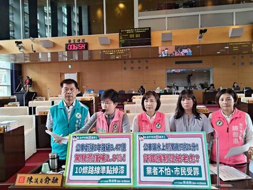 1150826評鑑機制是紙老虎？市議員陳俞融批：公車搭乘人次流失360萬人次 虧損3年飆破9.47億、駕駛荒僅補2.8%！10條路線準點掉漆 公車漏水只扣1分！示意圖