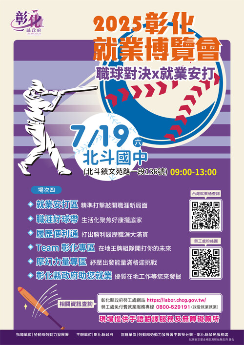 2025「職球對決 x 就業安打」第4場就業博覽會將於7月19日在北斗國中登場示意圖