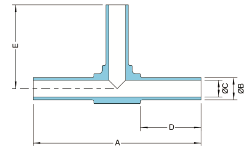PFA Welded Equal Tee Fitting