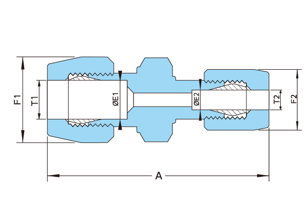 PTFE RE-TYPE 異徑直通接頭結構圖