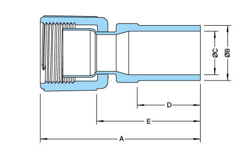 PFA 省空間轉焊接直通接頭 PFA Space Saver Weld Straight Connector