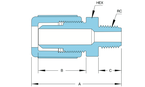 PFA Male BSPT(R/RC) Connector示意圖