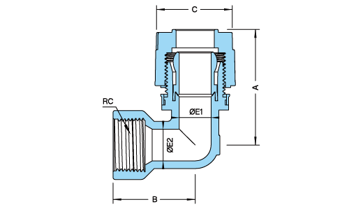 PFA RCメスエルボ継手示意圖