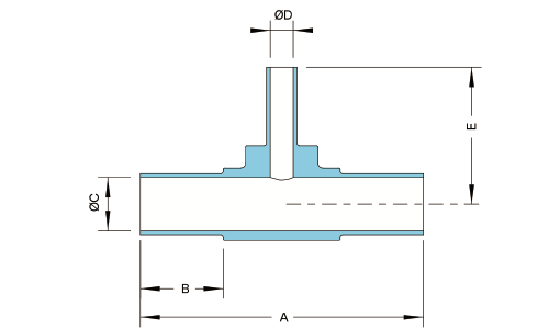 PFA 溶着異径ティー継手示意圖