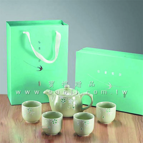 和風茶具五件式禮盒示意圖