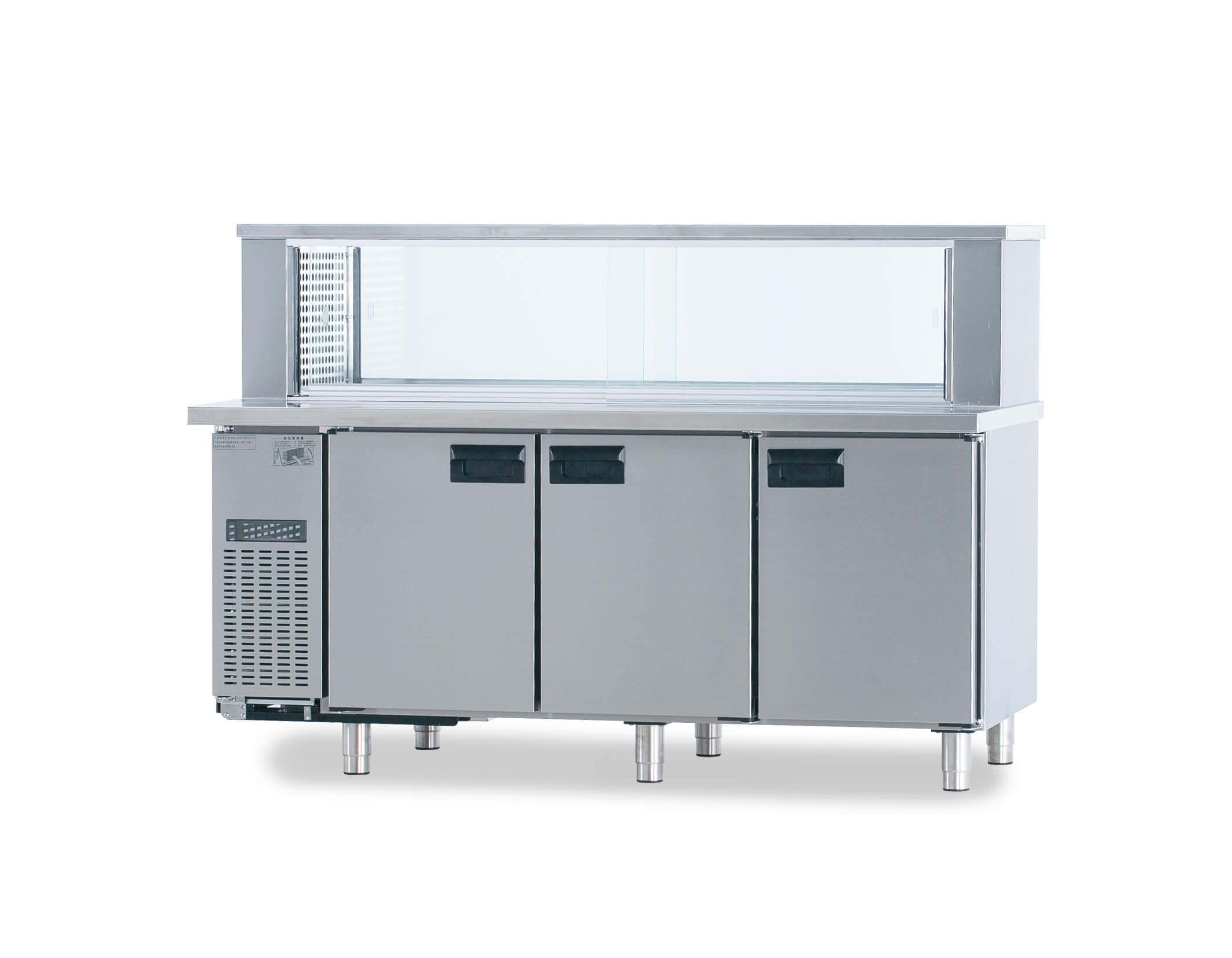 Stainless Steel cover with glass slide door Desktop Refrigerator