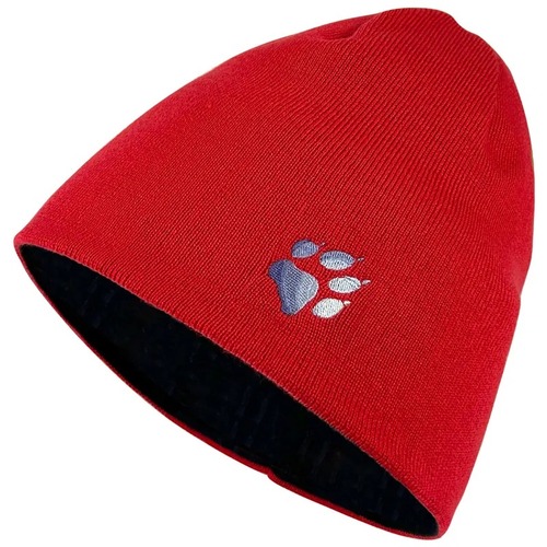 小狼爪LOGO條紋針織保暖帽 雙面戴毛帽『紅配黑』示意圖