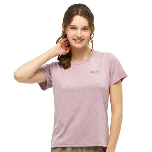 女 圓領短袖排汗衣 素T恤『淺紫』示意圖