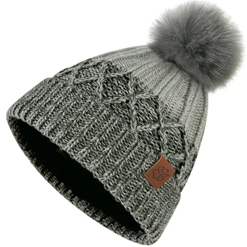 毛球漸層針織紋內刷毛保暖帽 毛帽『黑灰』示意圖