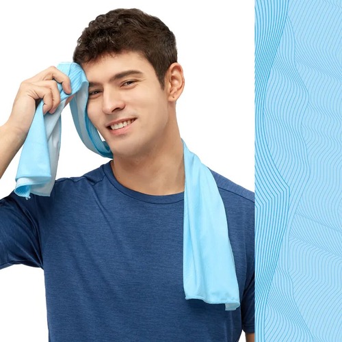時尚印花親膚涼感巾 降溫運動巾 『水波藍』示意圖