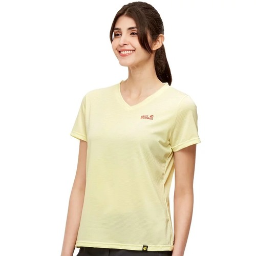 女 銀離子抗菌短袖排汗衣 T恤『鵝黃色』示意圖