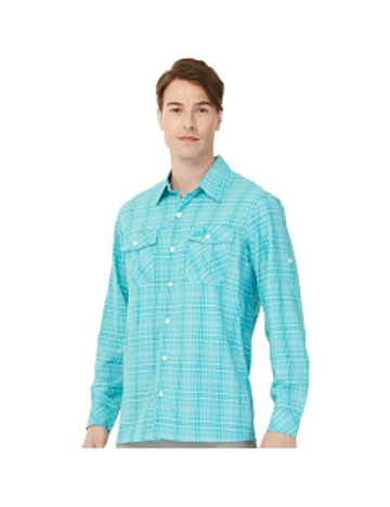 男 防蚊抗UV排汗長袖襯衫『湖綠』圖片