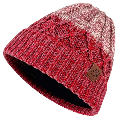漸層立體針織紋內刷毛保暖帽 毛帽『紅粉』示意圖