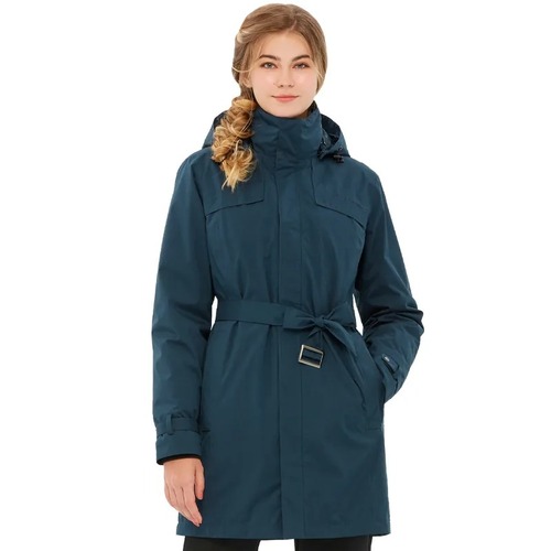 女 Air Wolf 保暖兩件式防風防水透氣羽絨外套 長版修身 衝鋒衣 『深黛藍』示意圖
