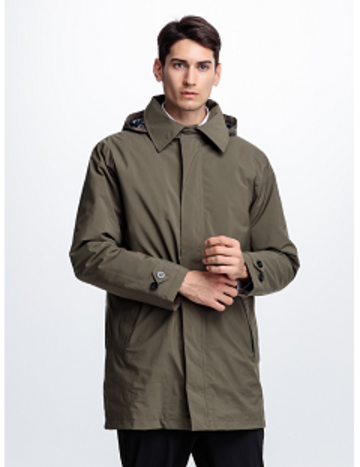 [FOX FRIEND]男款 GORE-TEX防風防水透氣單件式+內裏保暖羽絨層 商旅長大衣『卡其』『褐色』示意圖