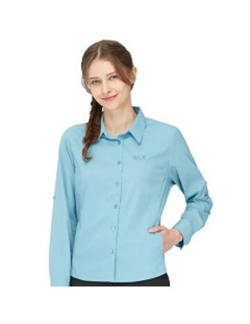 女 純植萃防蚊 抗UV透氣長袖襯衫『青碧』示意圖