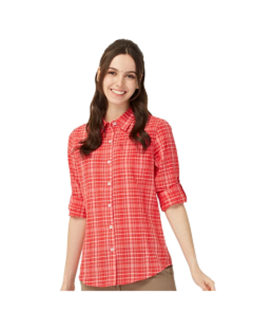 女 防蚊抗UV排汗長袖襯衫『紅』圖片