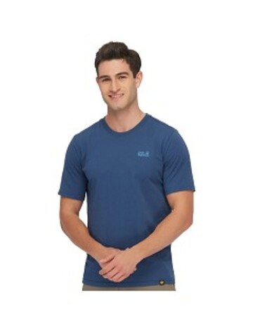 男 涼感棉圓領短袖排汗衣 素T恤『深藍』示意圖