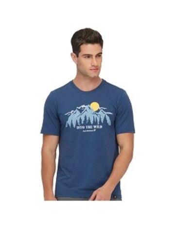 男 靜謐山林排汗衣 涼感棉短袖T恤『深藍』示意圖