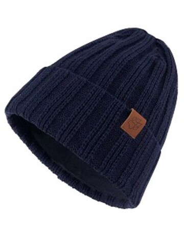 直紋針織內刷毛保暖帽 毛帽『夜藍』示意圖