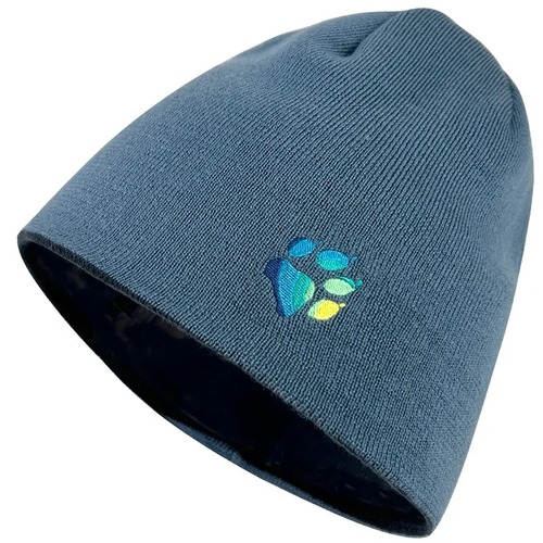 小狼爪LOGO條紋針織保暖帽 雙面戴毛帽『深藍配藍』示意圖