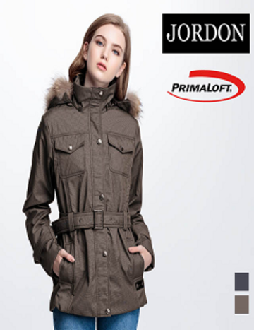 [JORDON]女款 PrimaLoft 防撥水/保暖/科技棉 軍裝版外套『淺咖』示意圖