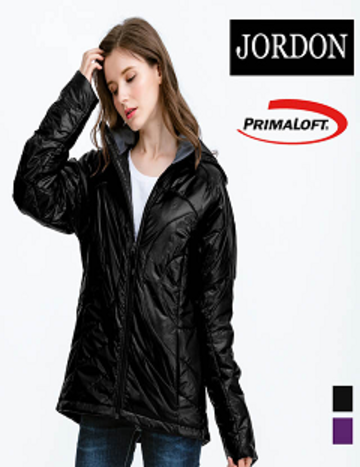[JORDON]女款 PrimaLoft輕量保暖夾克『黑色』『深紫』示意圖