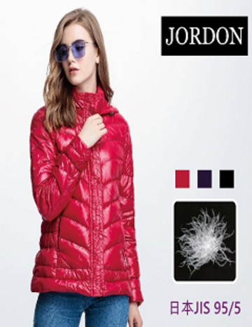 [JORDON]女款 唯美時尚輕量羽絨外套『紅酒』『黑色』『深紫』示意圖