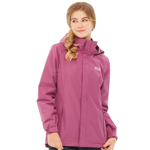 女 經典款防風防潑水保暖外套 內刷毛衝鋒衣『紫紅』示意圖