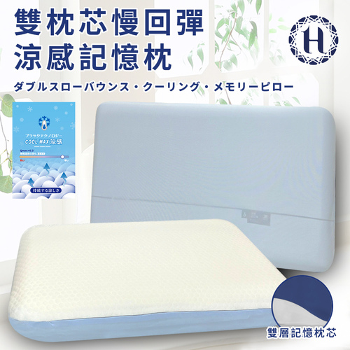 【Hilton 希爾頓】雙枕芯慢回彈涼感記憶枕(枕頭/透氣枕/機能枕)(B0157)示意圖