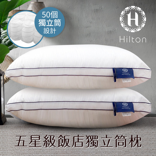 【Hilton 希爾頓】雙滾邊純棉立體抑菌獨立筒枕/白色(枕頭/透氣枕)(B0065)示意圖