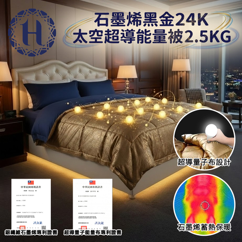 【Hilton 希爾頓】石墨烯黑金24K太空恆溫被(B0856-K25)示意圖