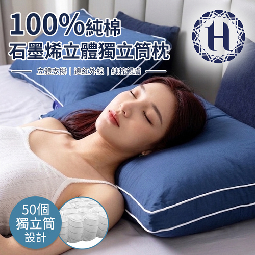 【Hilton 希爾頓】100%純棉石墨烯立體獨立筒枕(B0039-N)示意圖
