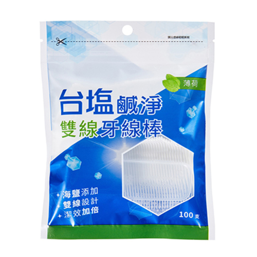 台塩鹹淨雙線牙線棒(海鹽薄荷)示意圖