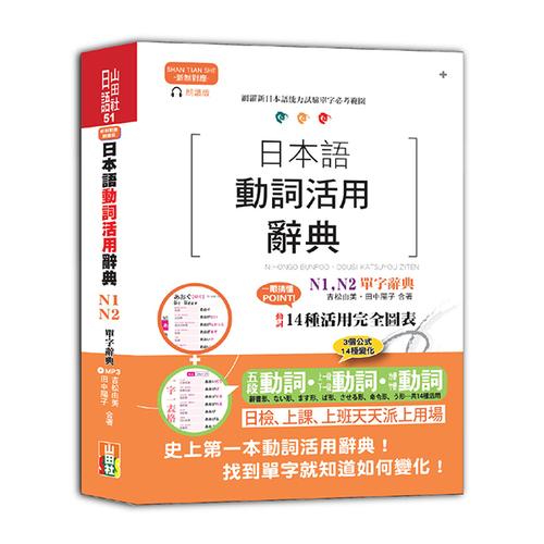 新制對應朗讀版 日本語動詞活用辭典 N1, N2單字辭典（25K+MP3）示意圖