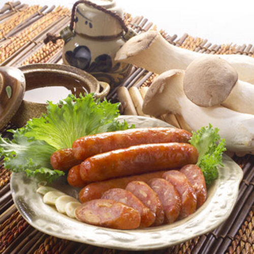 埔里名產－杏鮑菇紹興香腸示意圖