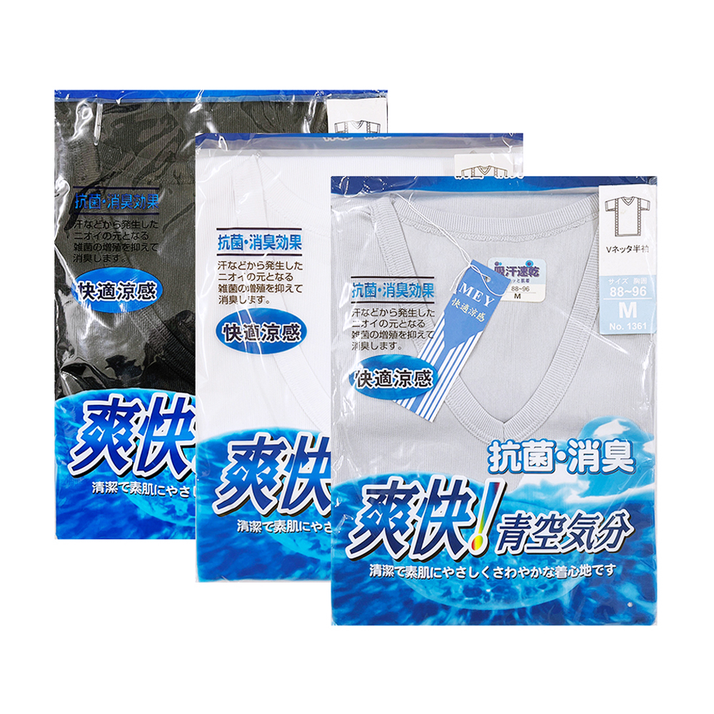 MEY快適涼感男短袖V領衣示意圖